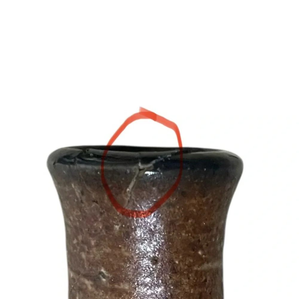Hand Crafted Brown Vase with Black Floral Design